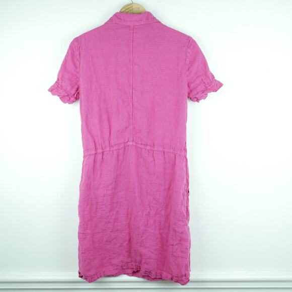 100% Linen Size 6 Shirt Dress Pink Collared Preppy Beach Resort Country Club - Picture 7 of 7